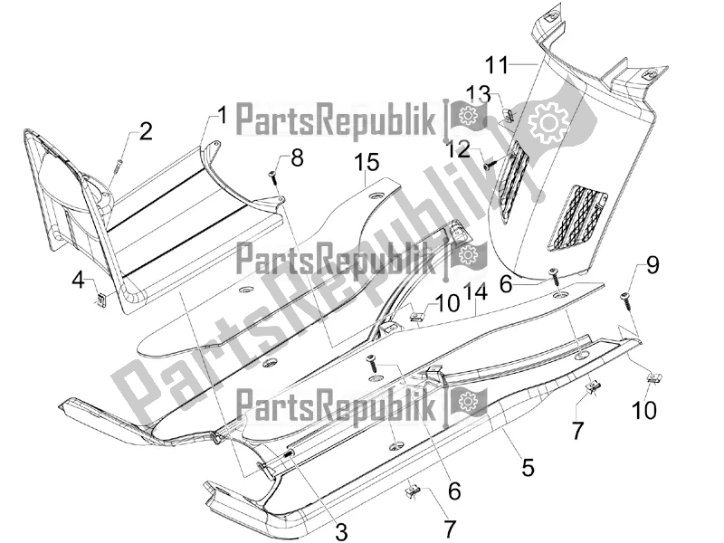 All parts for the Central Cover - Footrests of the Piaggio NRG Power DD 0 2016