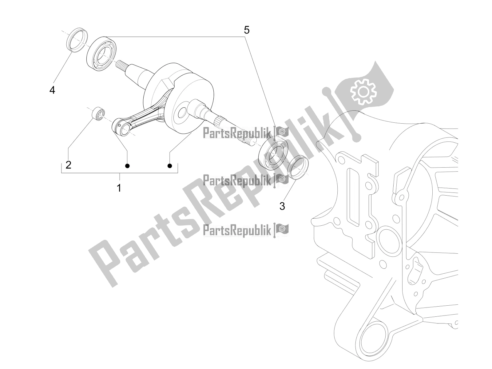 All parts for the Crankshaft of the Piaggio NRG Power DD 0 2016