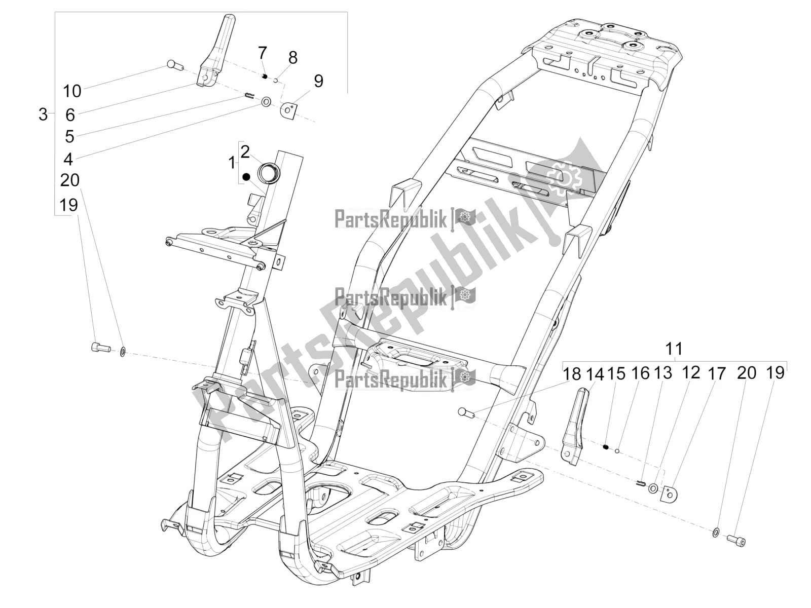 All parts for the Frame/bodywork of the Piaggio NRG Power DD 0 2016