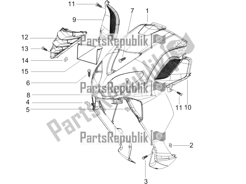 Tutte le parti per il Scudo Anteriore del Piaggio NRG Power DD 0 2016
