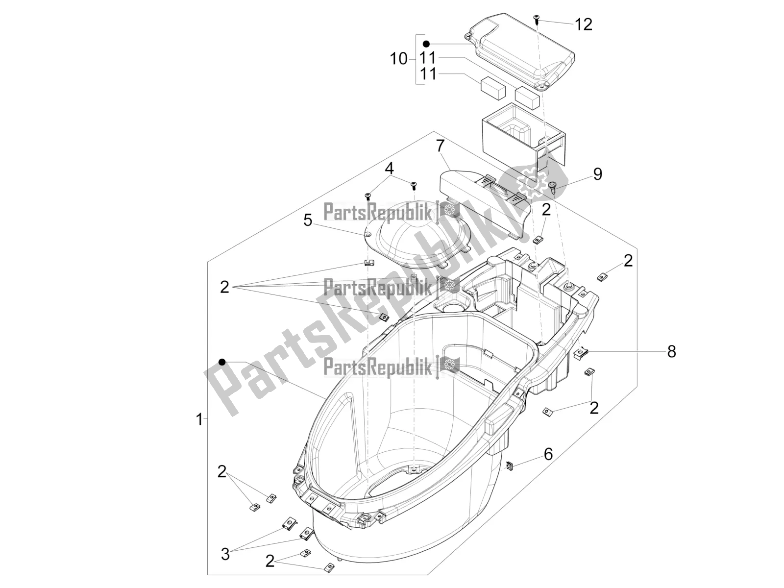 All parts for the Helmet Huosing - Undersaddle of the Piaggio NRG Power DD 0 2016