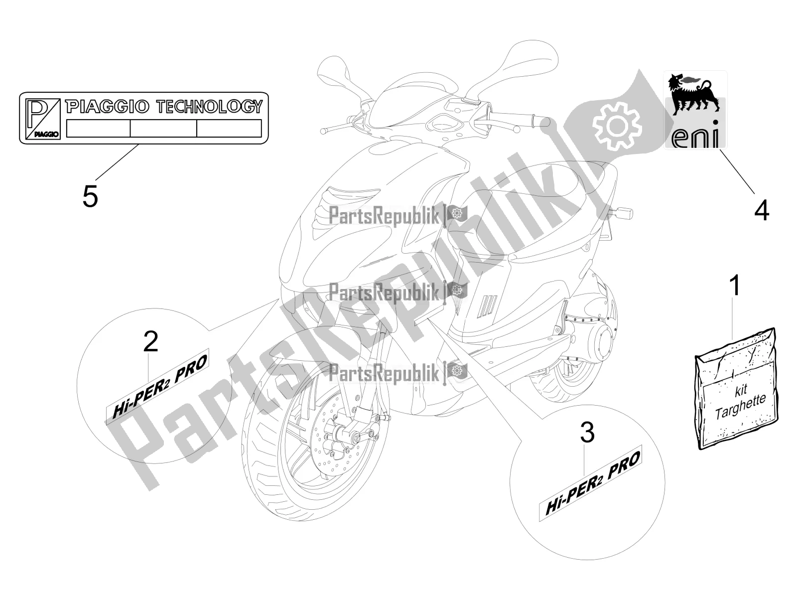 All parts for the Plates - Emblems of the Piaggio NRG Power DD 0 2016