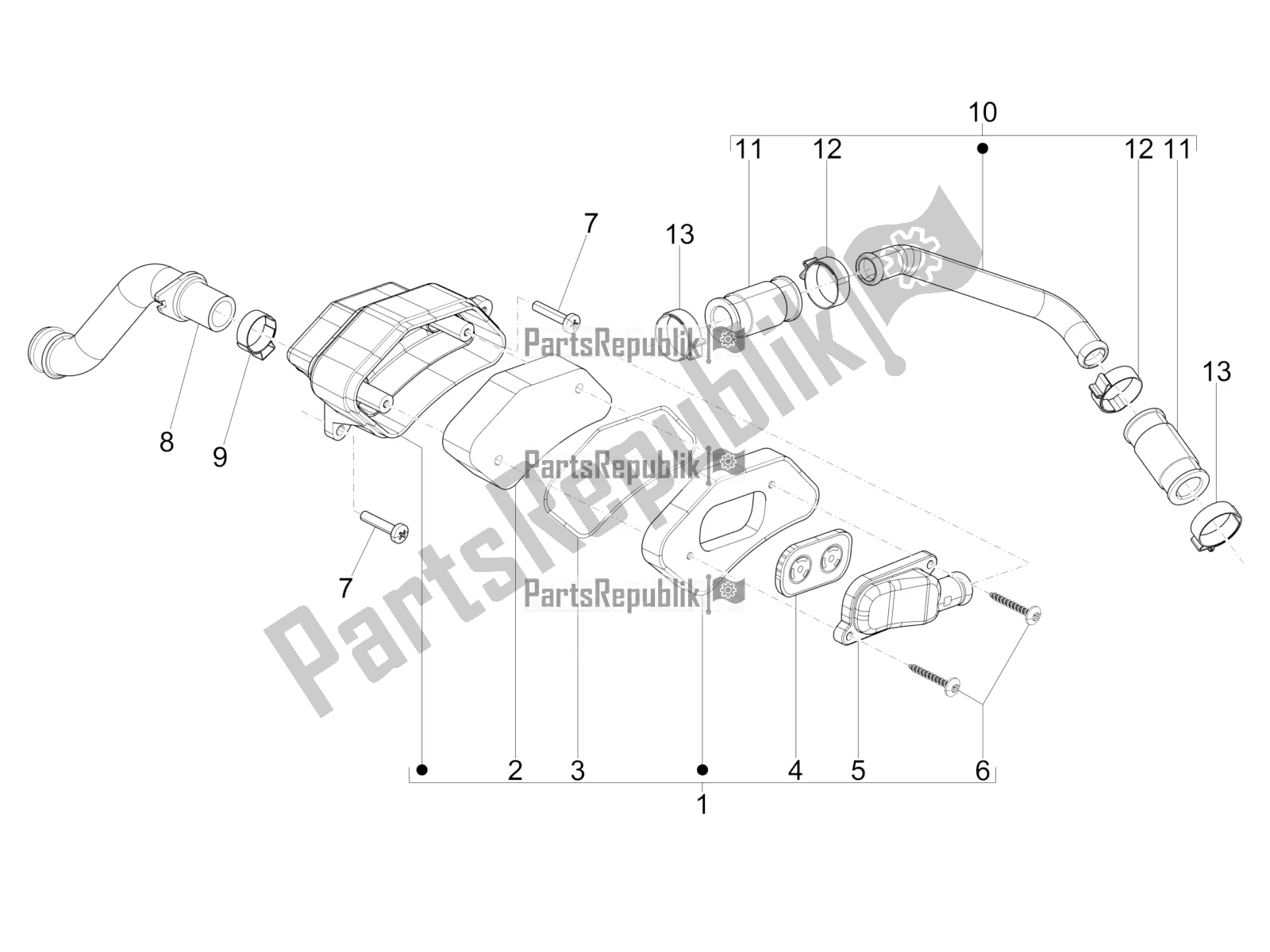 All parts for the Secondary Air Box of the Piaggio NRG Power DD 0 2016