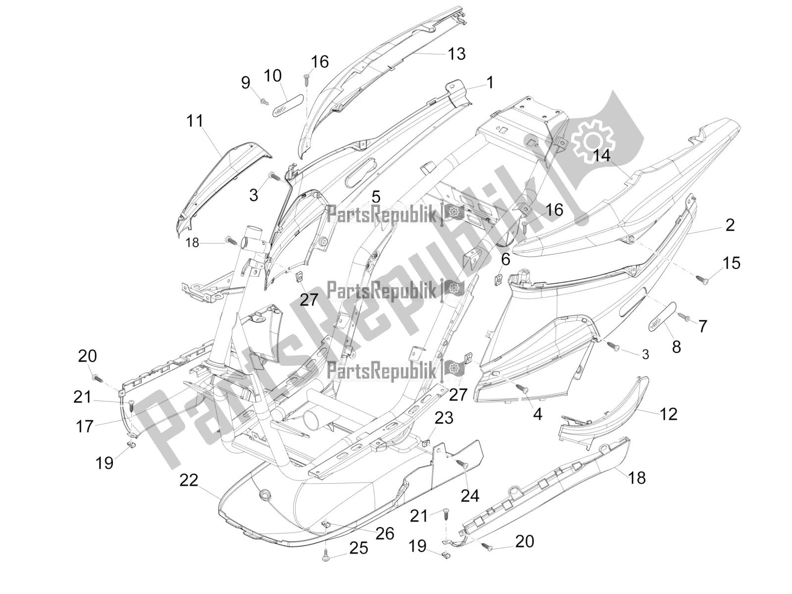 Toutes les pièces pour le Couvercle Latéral - Spoiler du Piaggio NRG Power DD 0 2016