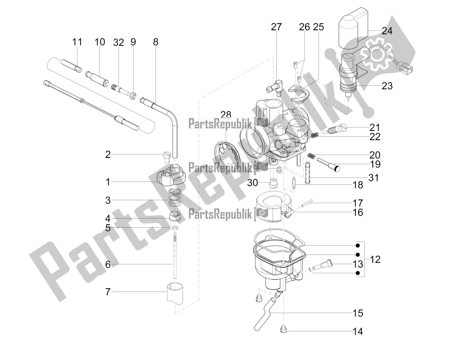 Toutes les pièces pour le Composants Du Carburateur du Piaggio NRG Power DD 0 2017