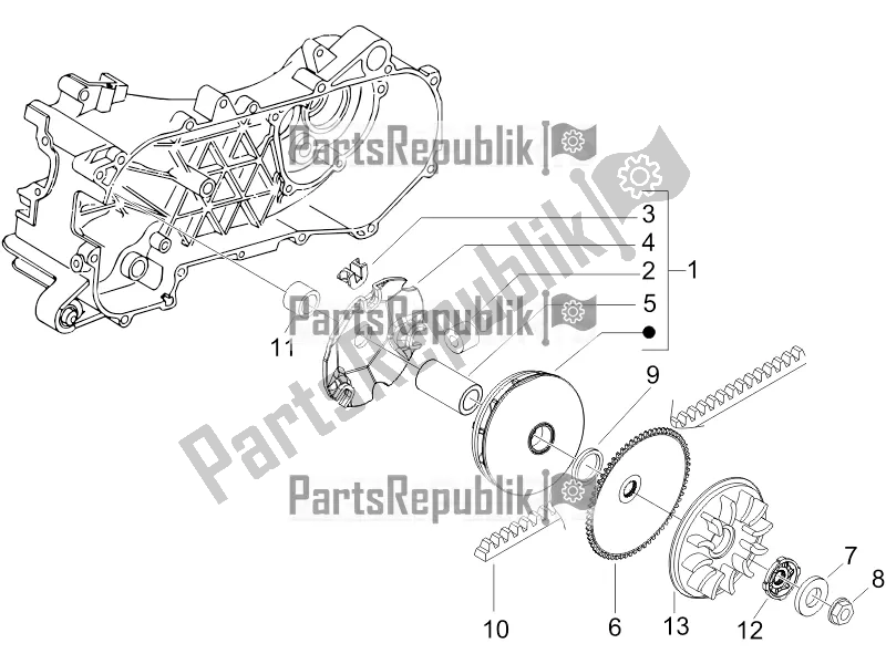 All parts for the Driving Pulley of the Piaggio NRG Power DD 0 2017