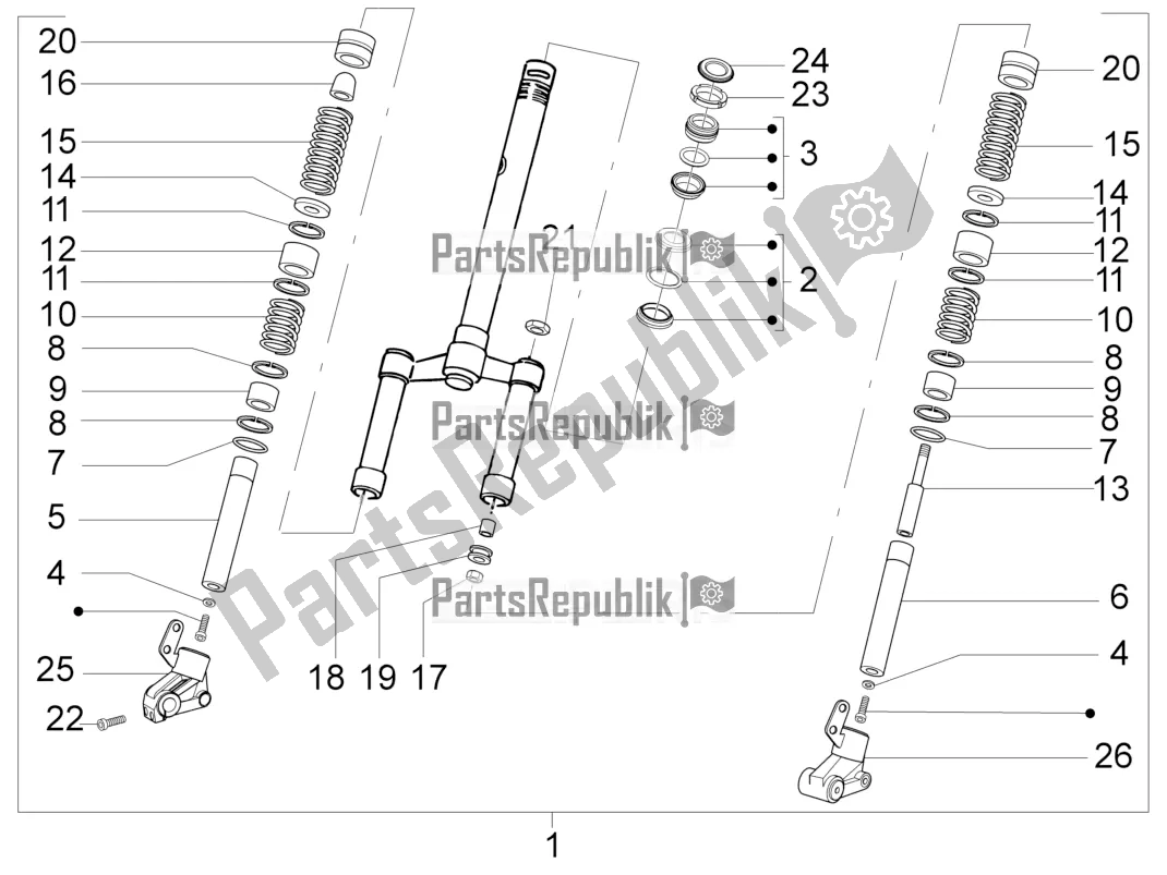 All parts for the Fork/steering Tube - Steering Bearing Unit of the Piaggio NRG Power DD 0 2017
