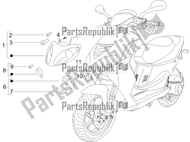 All parts for the Front Headlamps - Turn Signal Lamps of the Piaggio NRG Power DD 0 2017