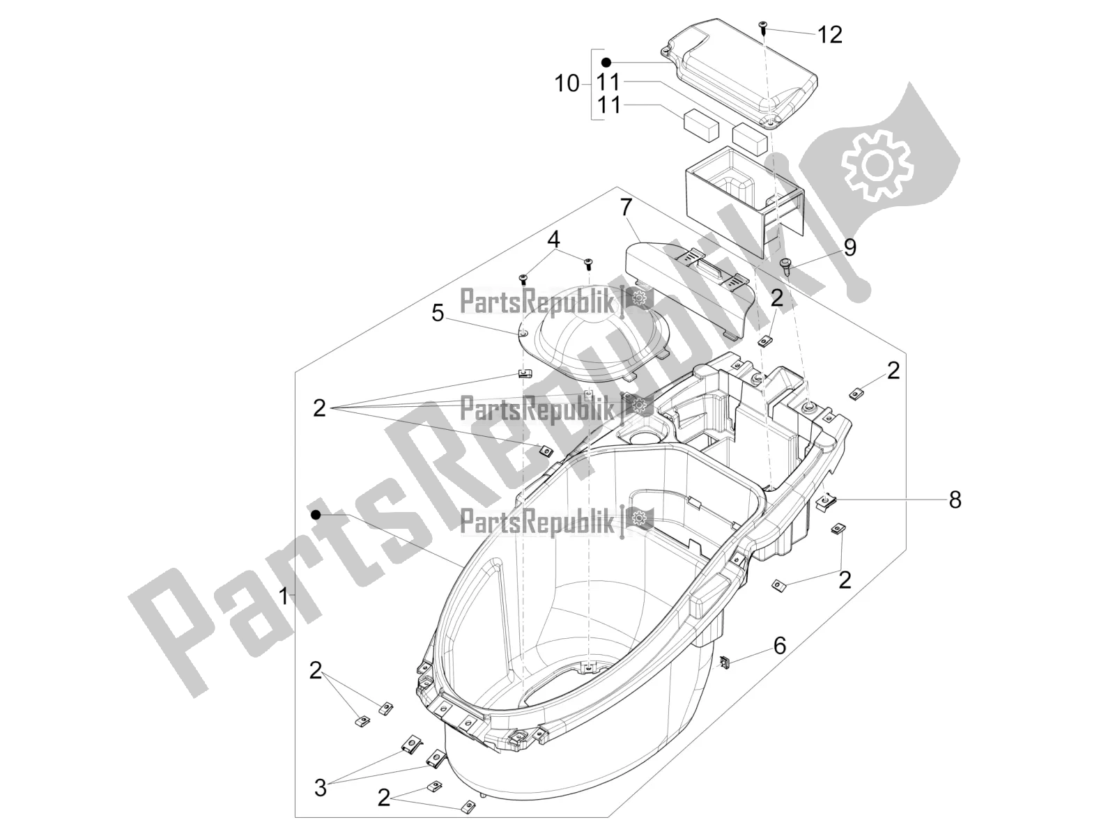 All parts for the Helmet Huosing - Undersaddle of the Piaggio NRG Power DD 0 2017