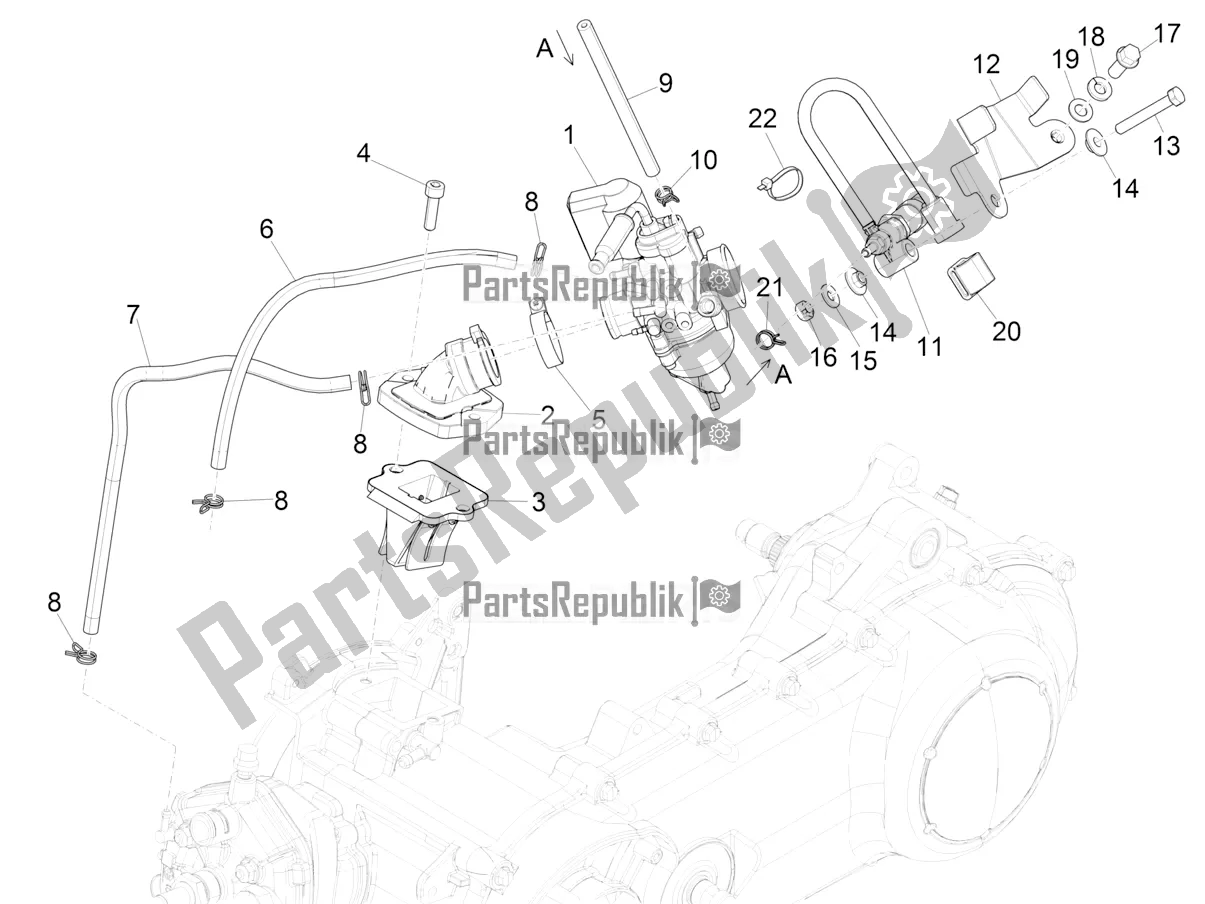 Toutes les pièces pour le Carburateur, Montage - Tuyau Union du Piaggio NRG Power DD 0 2018