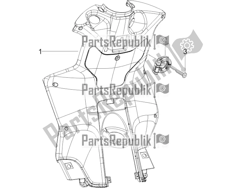 Tutte le parti per il Vano Portaoggetti Anteriore - Pannello Di Protezione Per Le Ginocchia del Piaggio NRG Power DD 0 2018