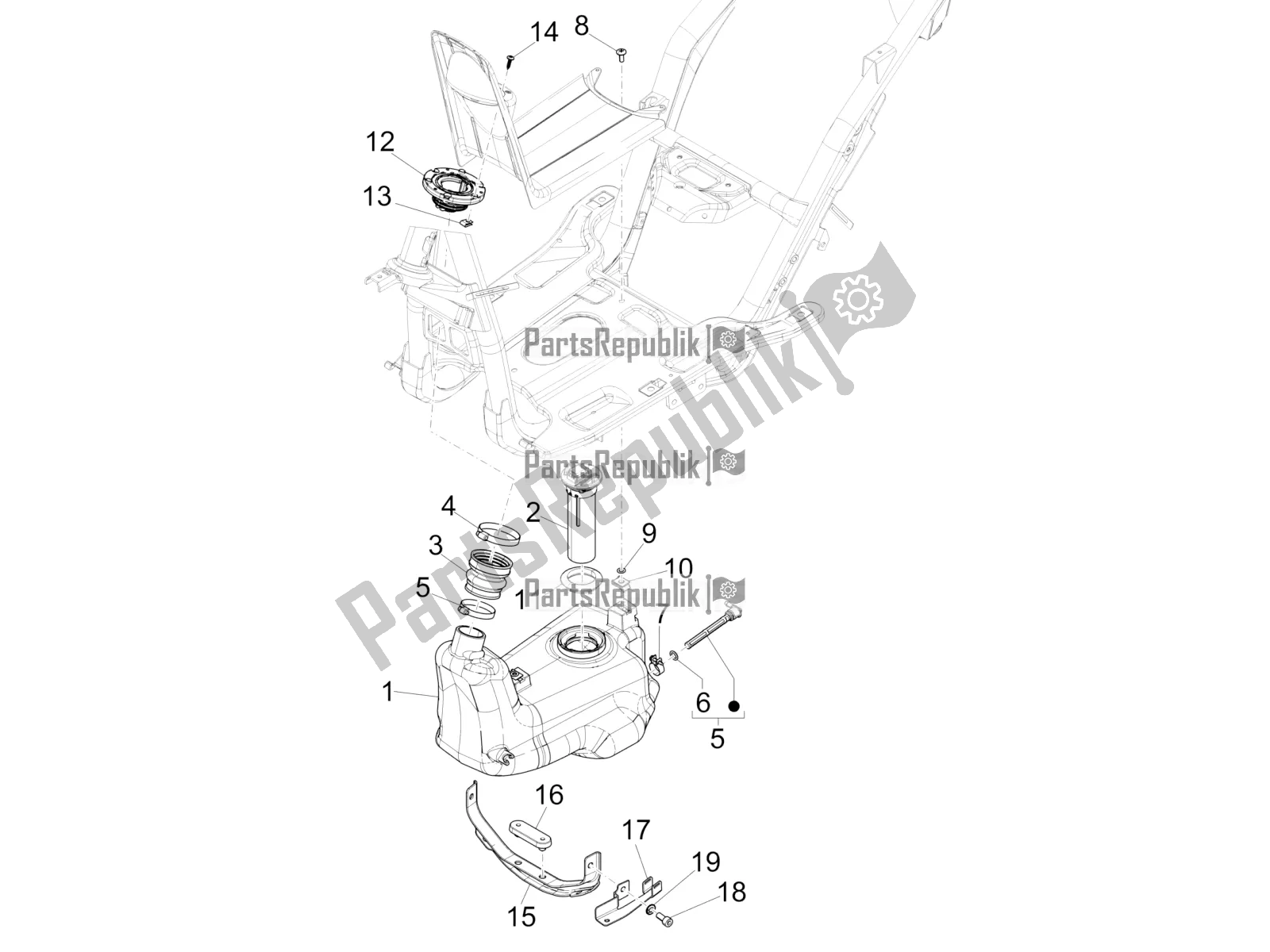 Toutes les pièces pour le Réservoir D'essence du Piaggio NRG Power DD 0 2018