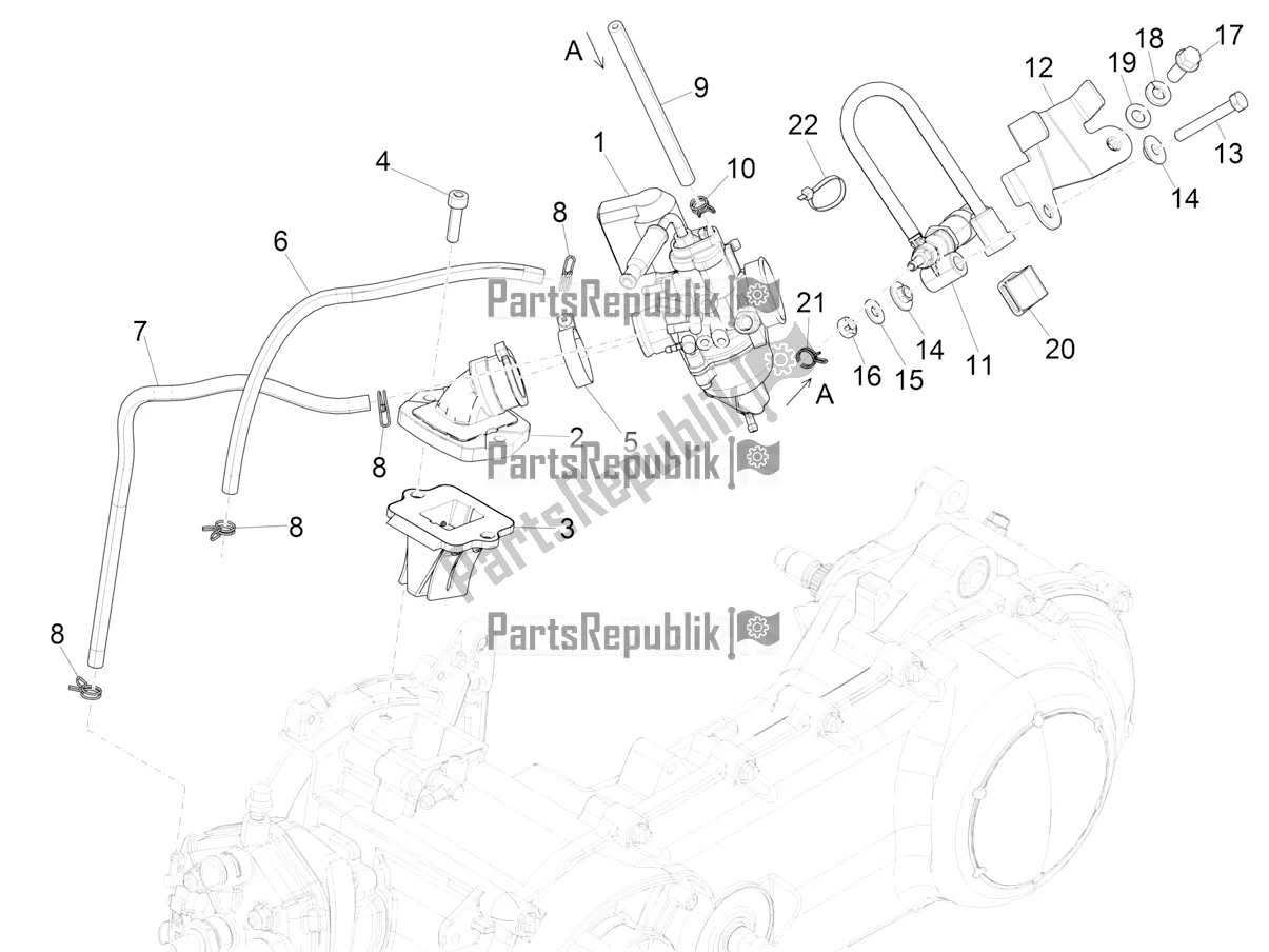 Toutes les pièces pour le Carburateur, Montage - Tuyau Union du Piaggio NRG Power DD 0 2019