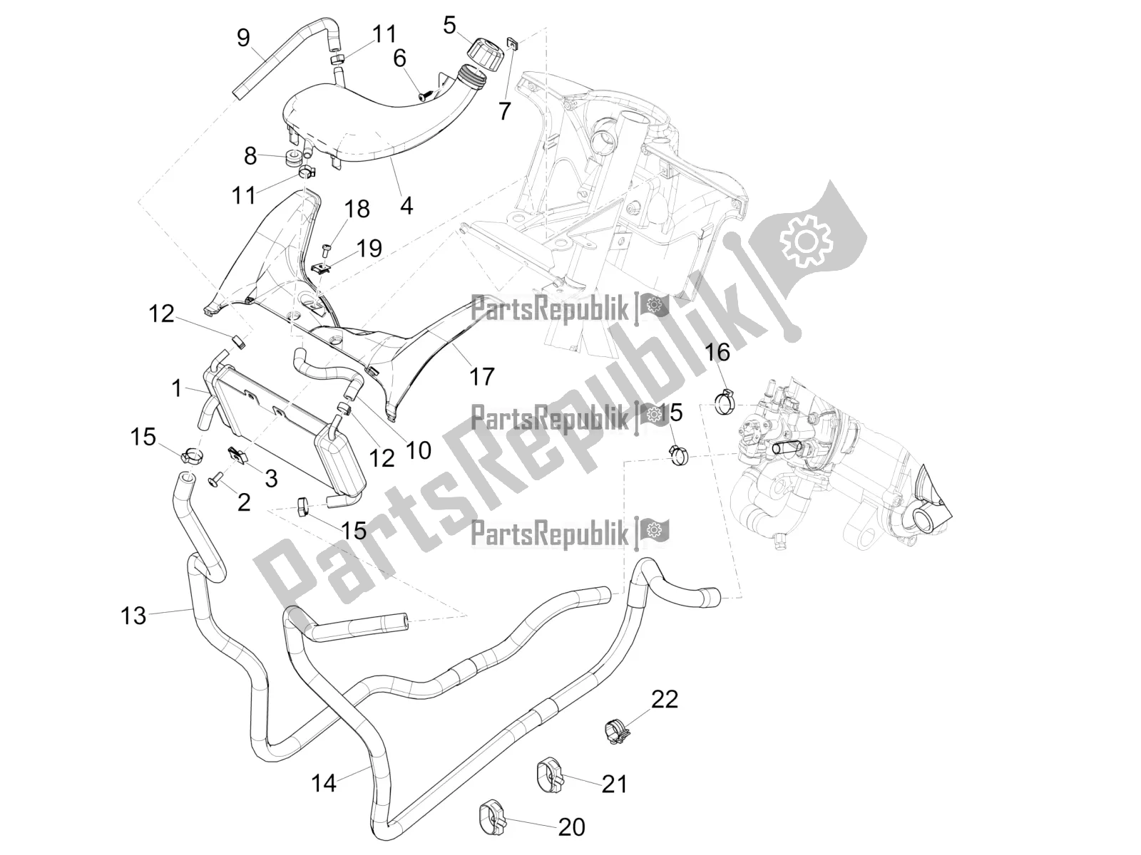All parts for the Cooling System of the Piaggio NRG Power DD 0 2019