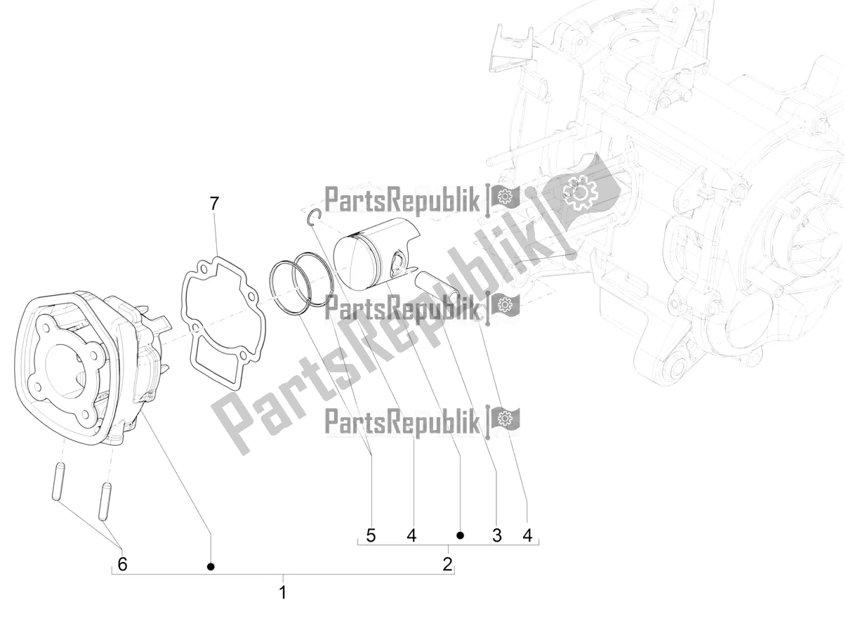 All parts for the Cylinder-piston-wrist Pin Unit of the Piaggio NRG Power DD 0 2019