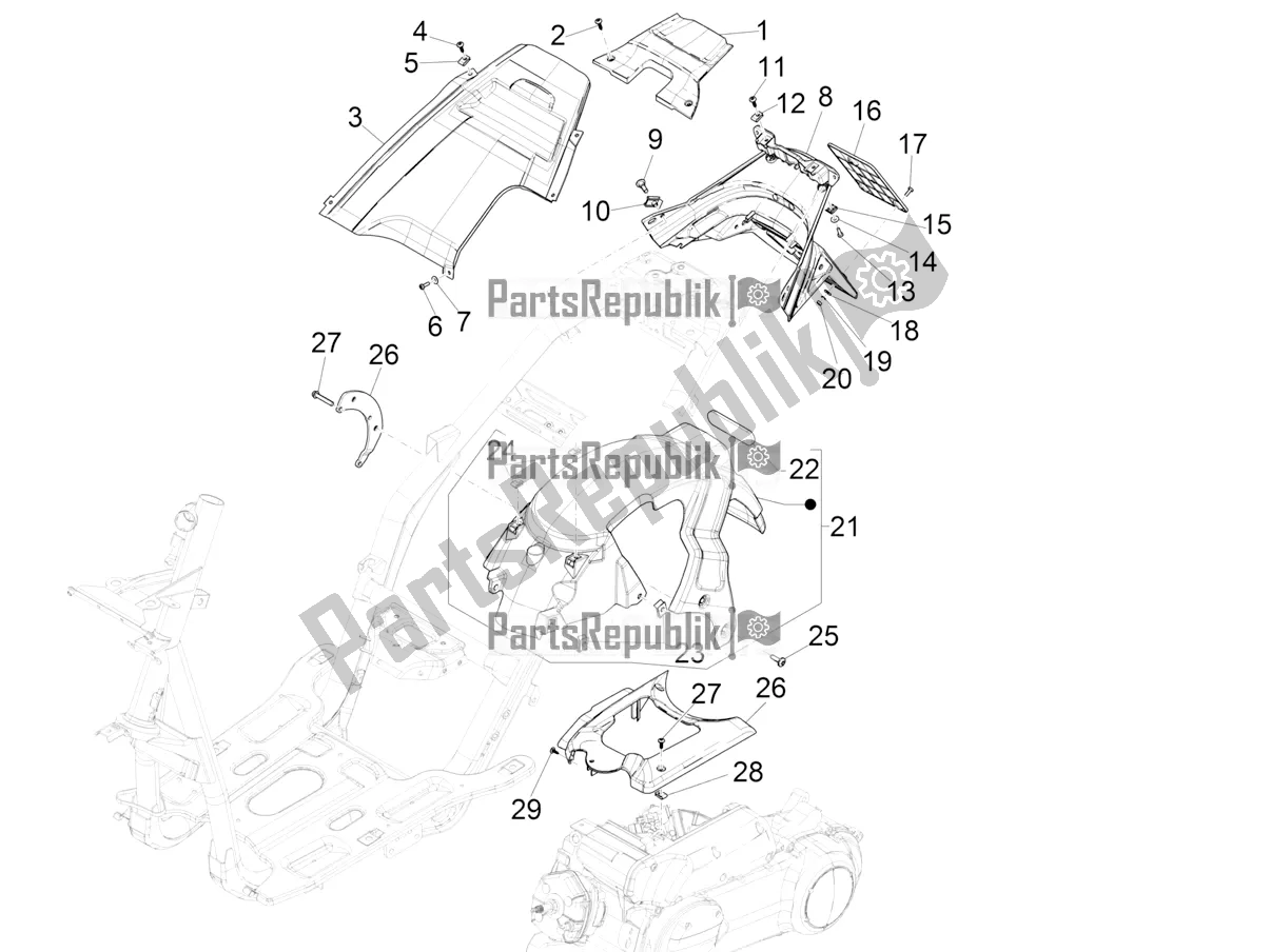 Toutes les pièces pour le Capot Arrière - Protection Contre Les éclaboussures du Piaggio NRG Power DD 0 2019