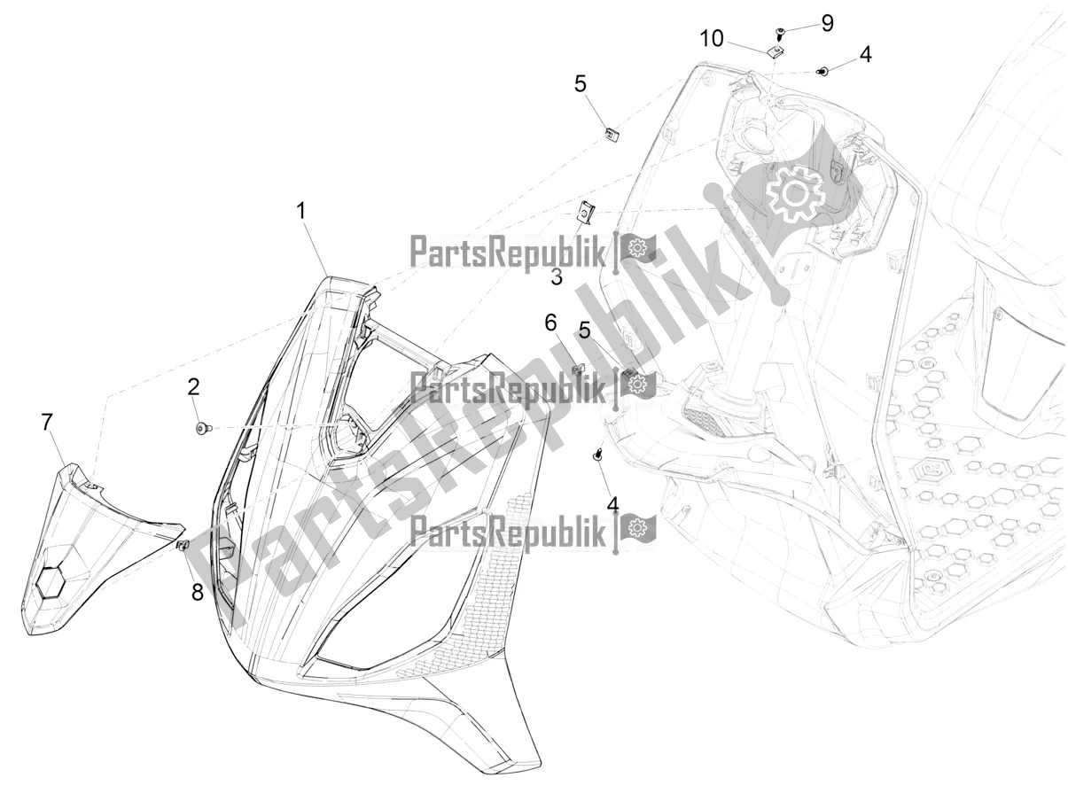 Alle onderdelen voor de Voorste Schild van de Piaggio Piaggio 1 Moped 2021