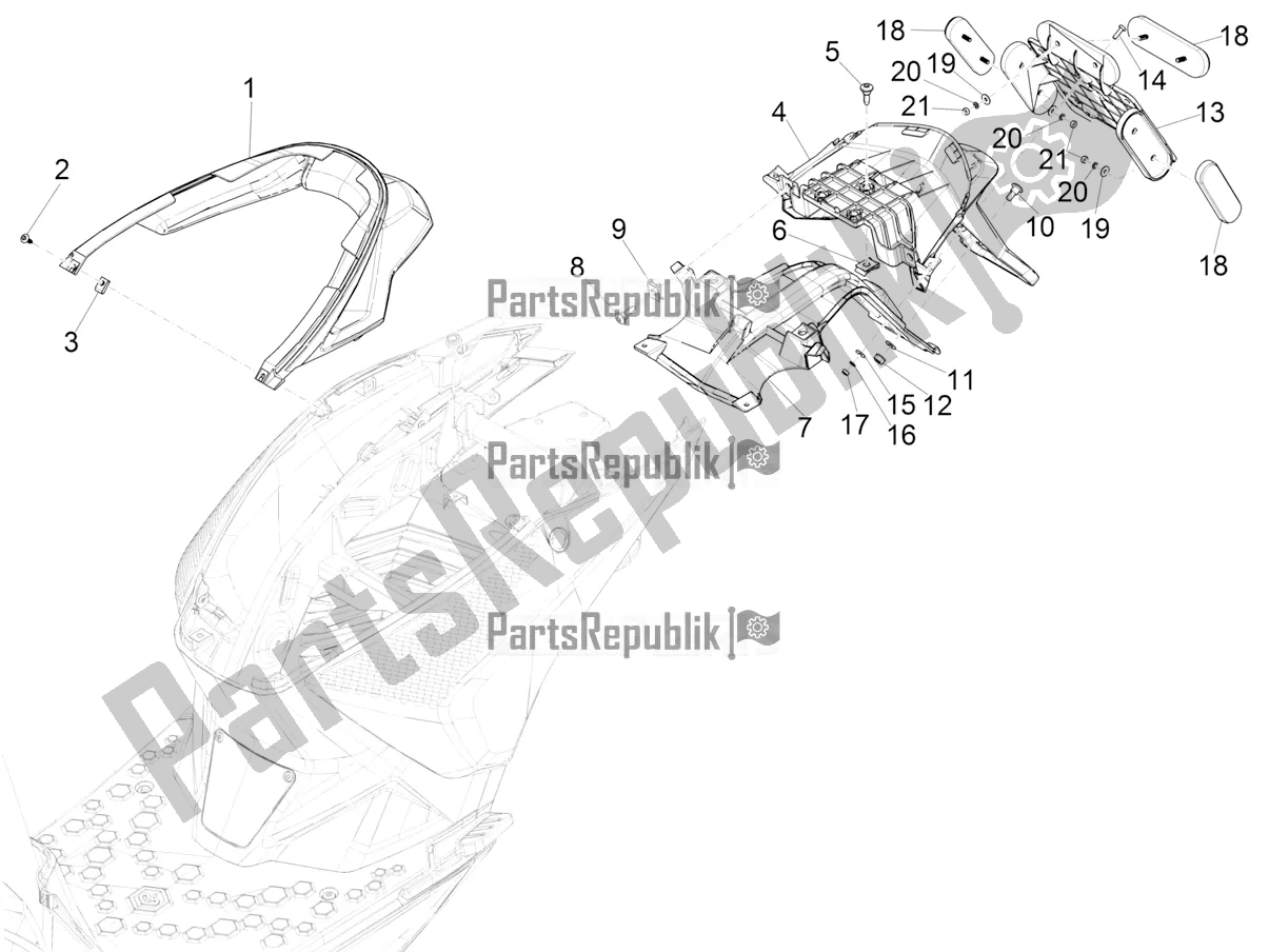 All parts for the Rear Cover - Splash Guard of the Piaggio Piaggio 1 Moped 2021