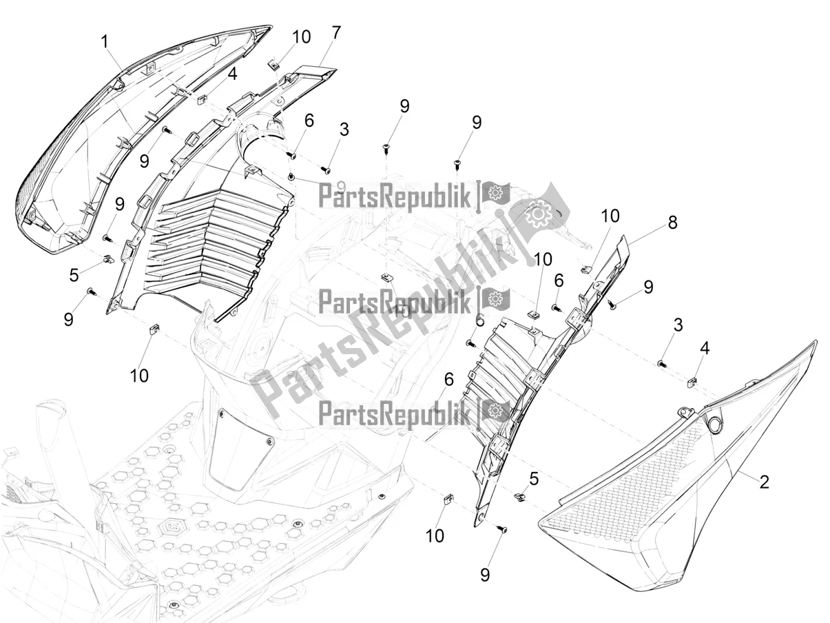 All parts for the Side Cover - Spoiler of the Piaggio Piaggio 1 Moped 2021