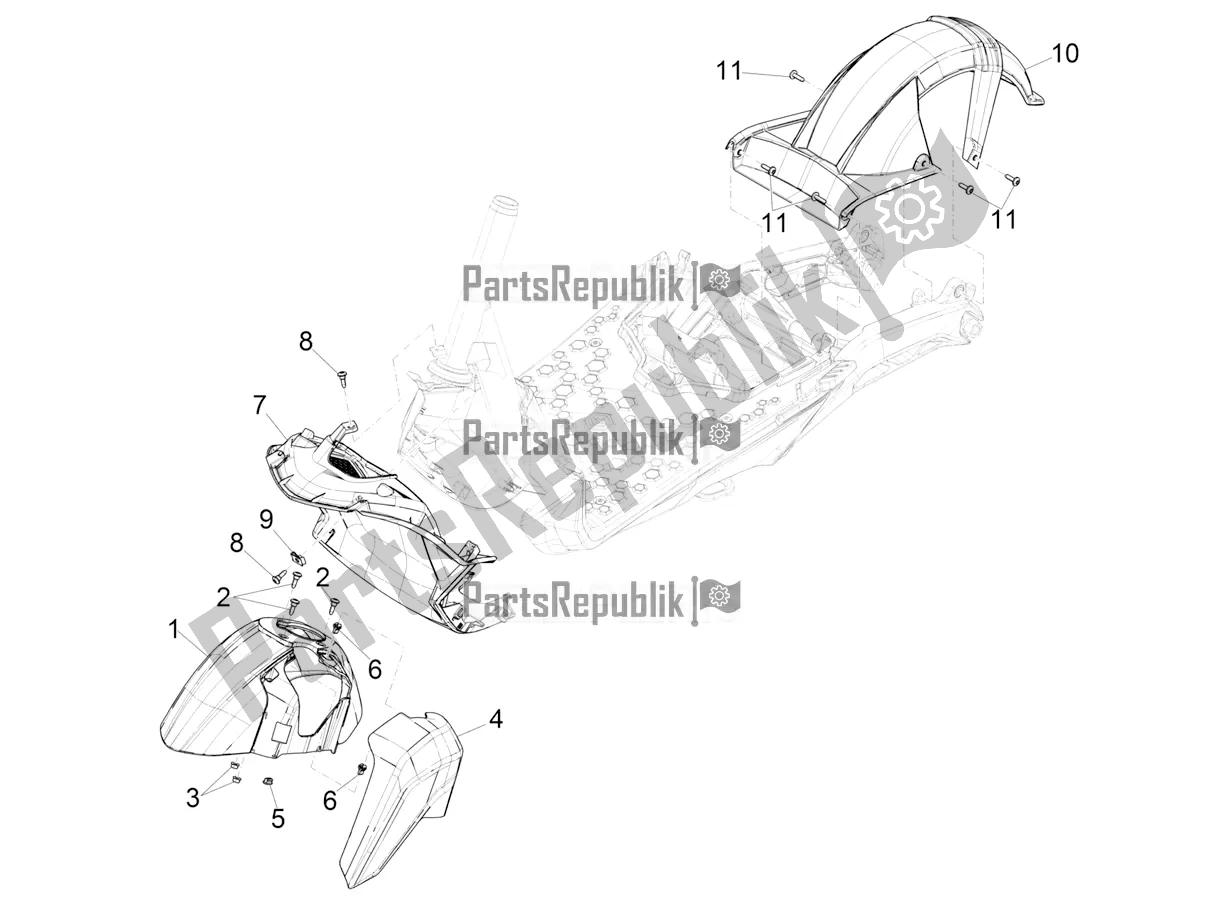 All parts for the Wheel Huosing - Mudguard of the Piaggio Piaggio 1 Moped 2021