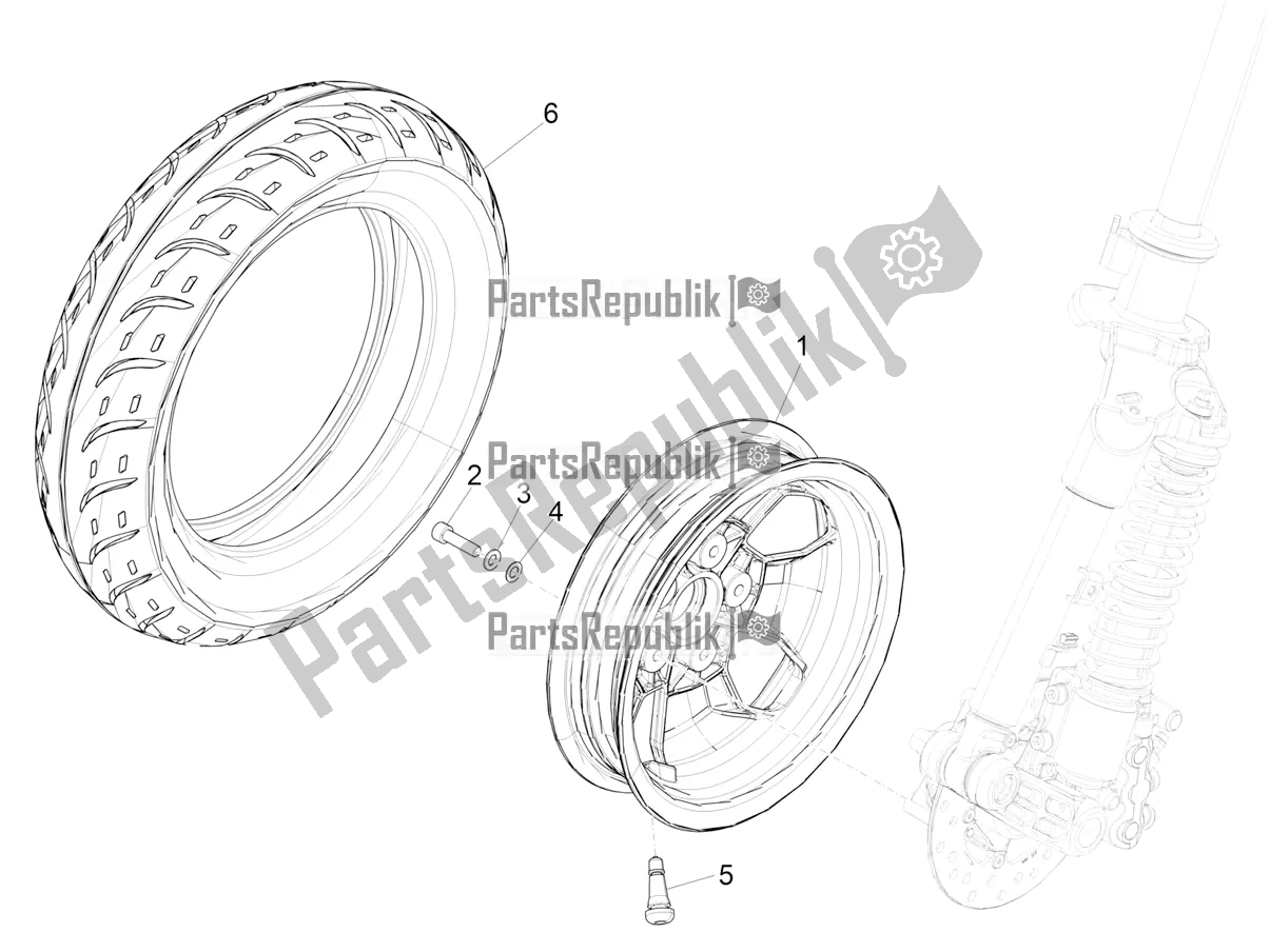 All parts for the Front Wheel of the Piaggio Piaggio 1 Moped 2022