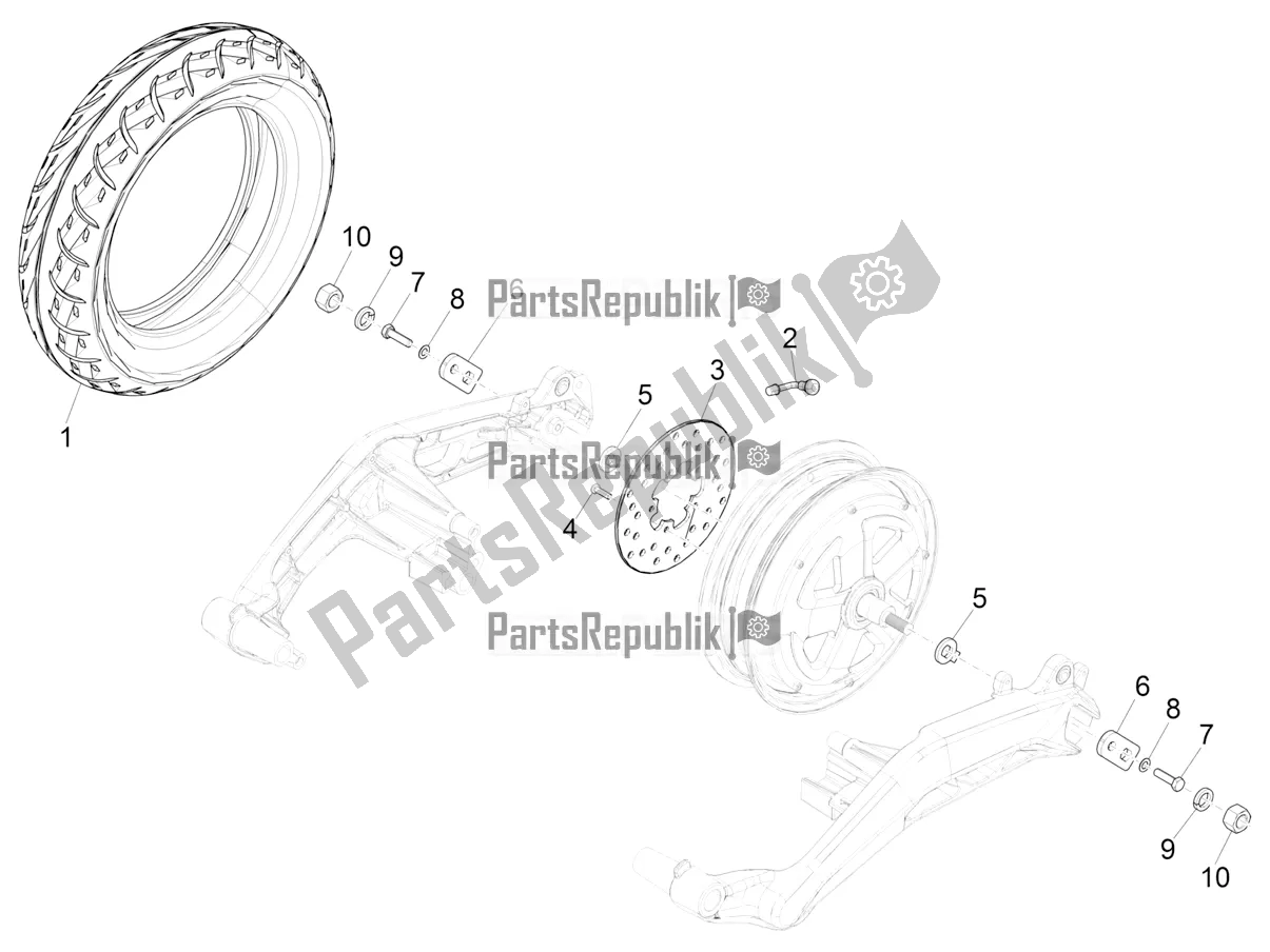 All parts for the Rear Wheel of the Piaggio Piaggio 1 Moped 2022