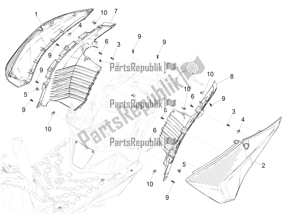 Toutes les pièces pour le Couvercle Latéral - Spoiler du Piaggio Piaggio 1 Moped 2022