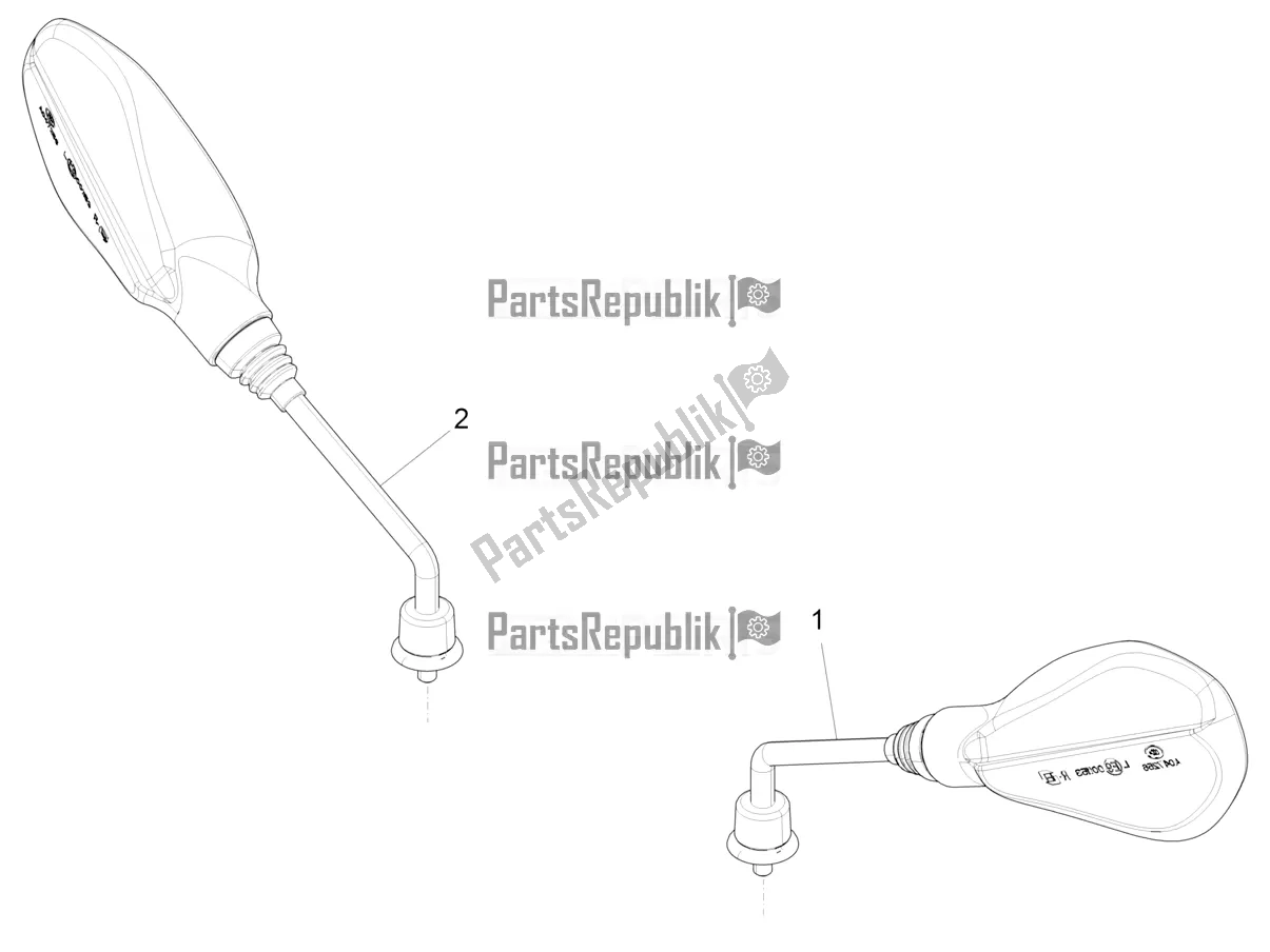 Todas as partes de Espelho (s) De Direção do Piaggio Piaggio 1 Motorcycle 2021