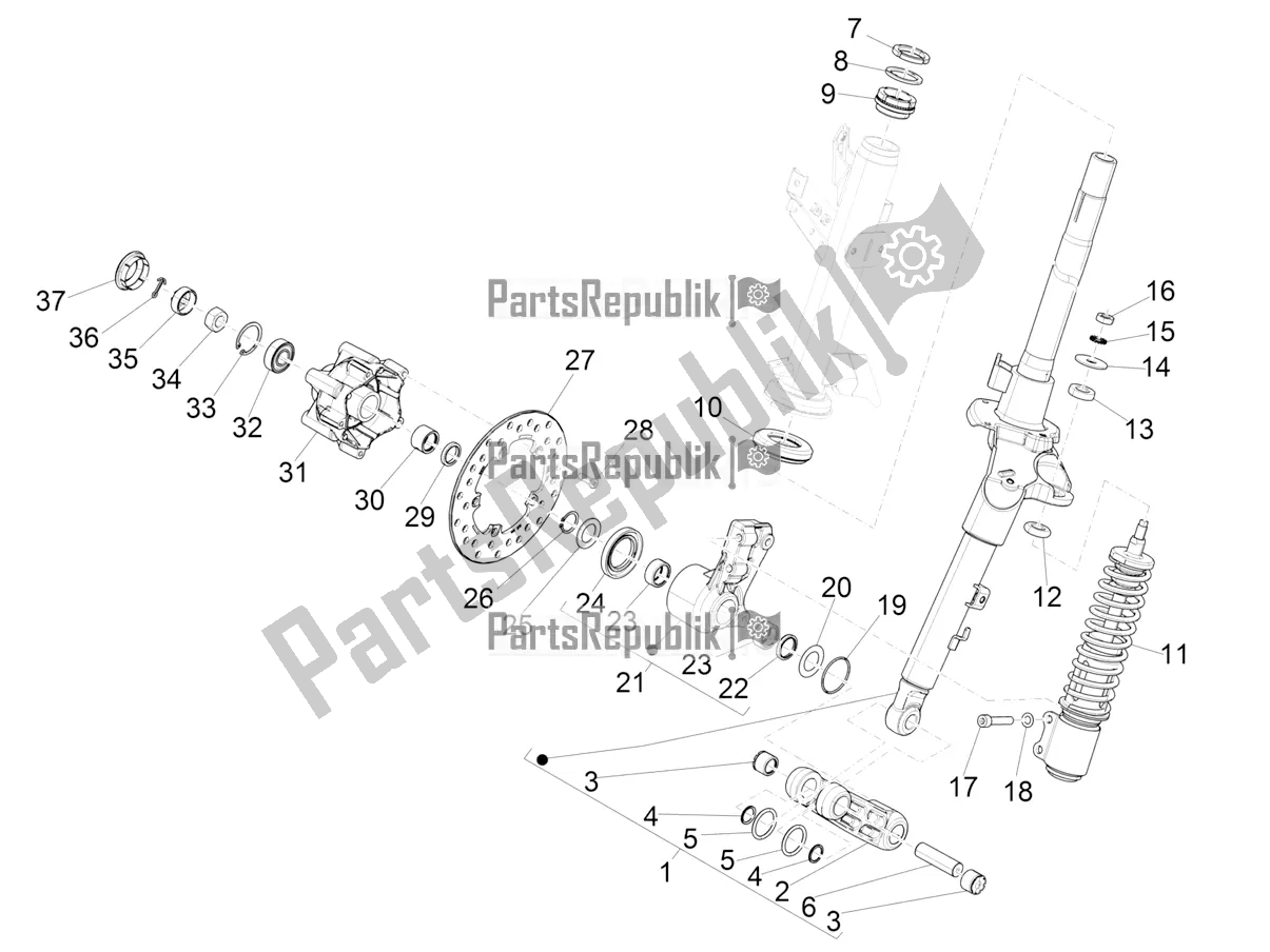 Todas as partes de Garfo / Tubo De Direção - Unidade De Rolamento De Direção do Piaggio Piaggio 1 Motorcycle 2021