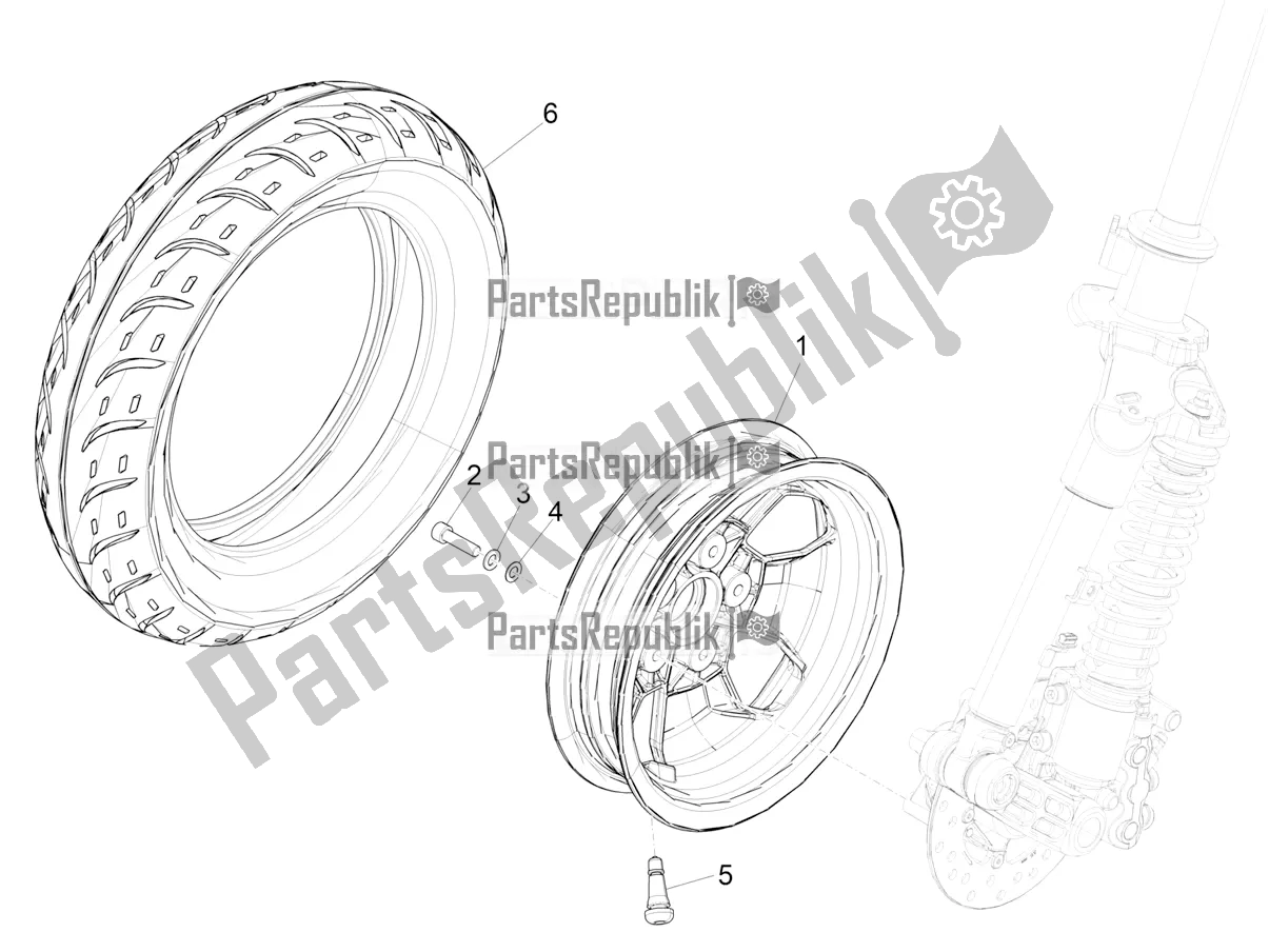 All parts for the Front Wheel of the Piaggio Piaggio 1 Motorcycle 2021