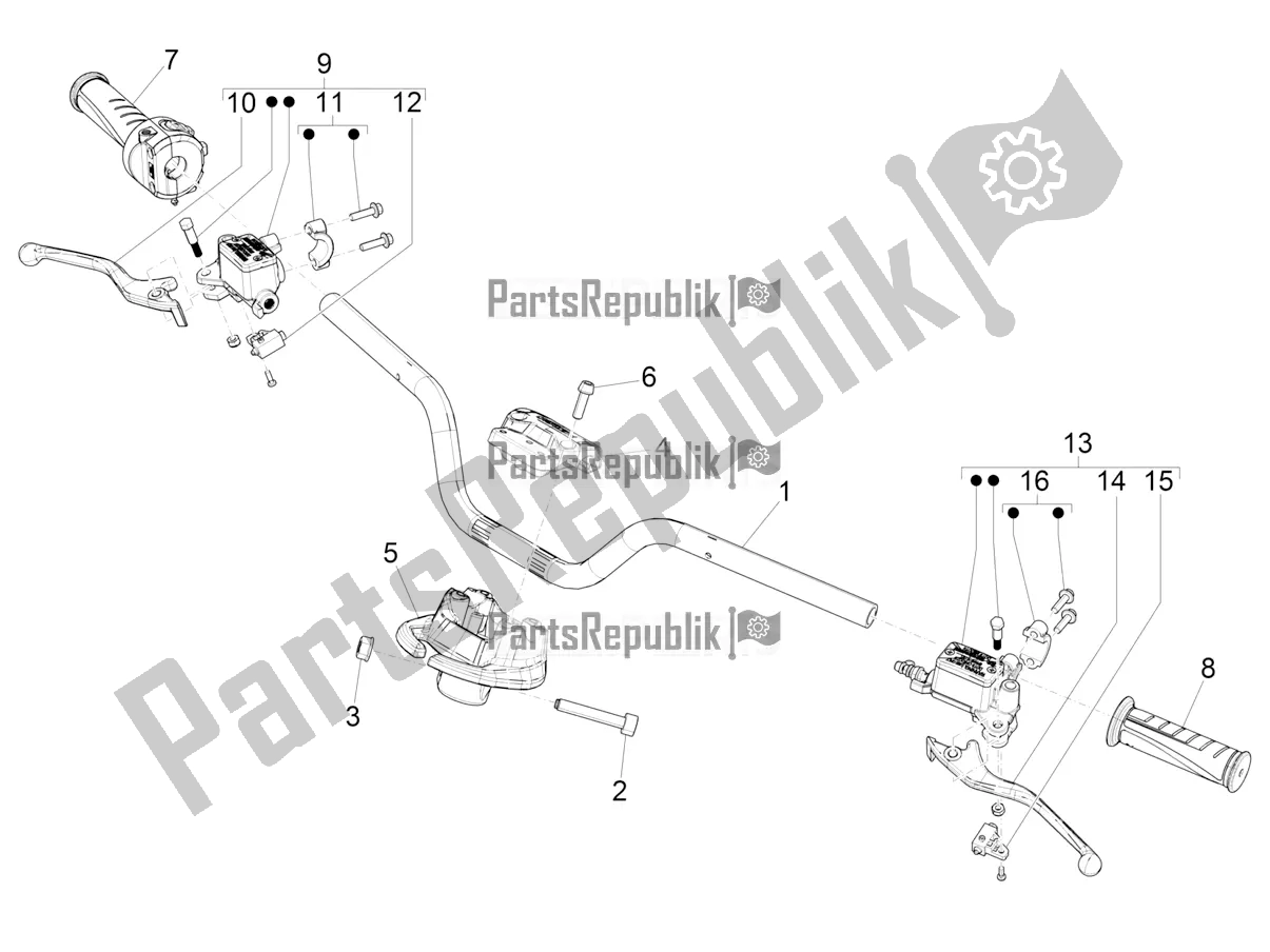 Wszystkie części do Kierownica - Master Cil. Piaggio Piaggio 1 Motorcycle 2021