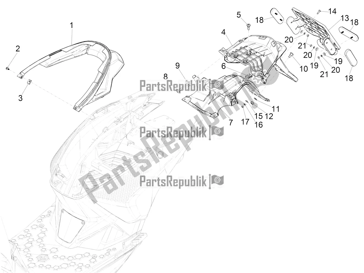 Tutte le parti per il Coperchio Posteriore - Paraspruzzi del Piaggio Piaggio 1 Motorcycle 2021