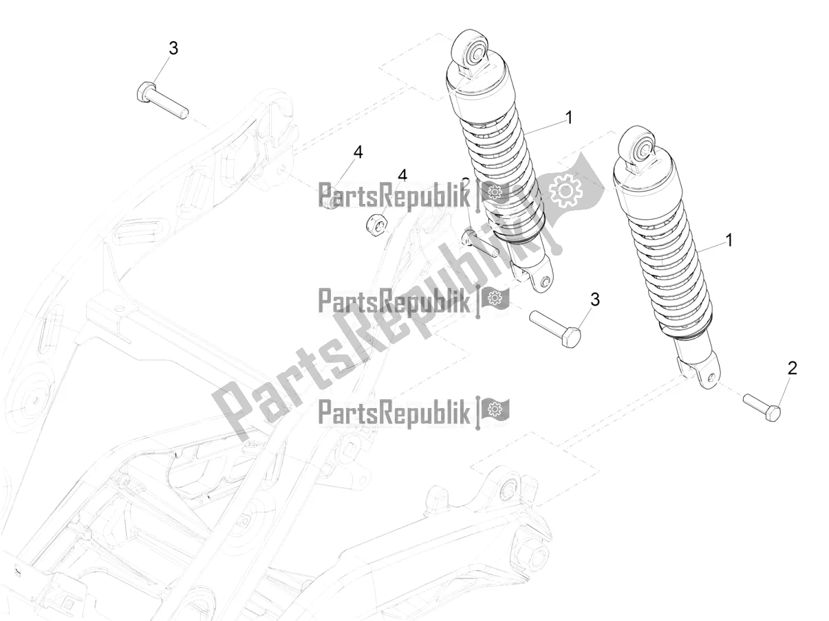 Todas as partes de Suspensão Traseira - Amortecedor / S do Piaggio Piaggio 1 Motorcycle 2021