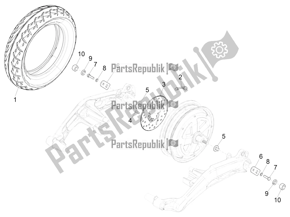 All parts for the Rear Wheel of the Piaggio Piaggio 1 Motorcycle 2021