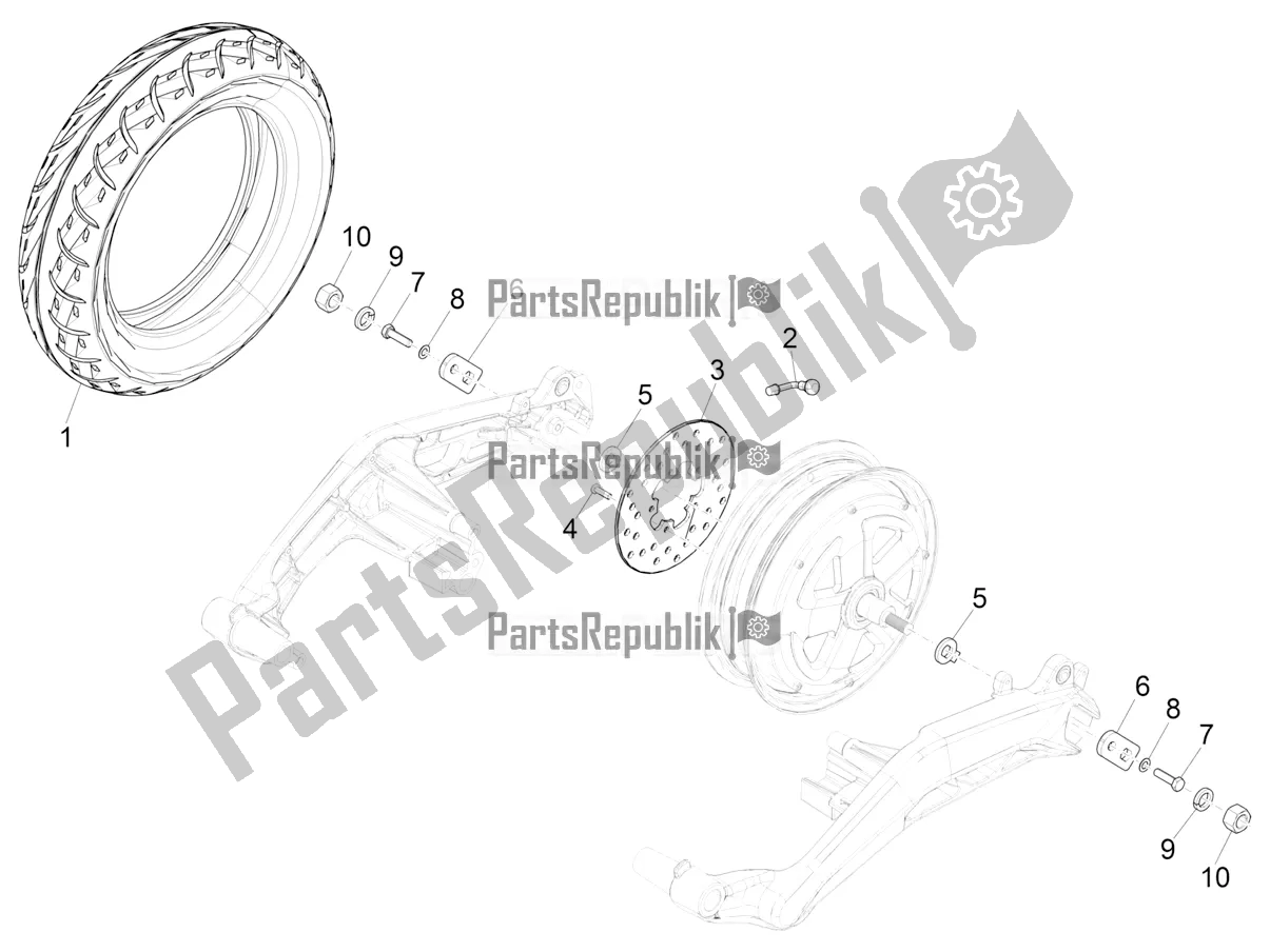 Todas as partes de Roda Traseira do Piaggio Piaggio 1 Motorcycle 2021