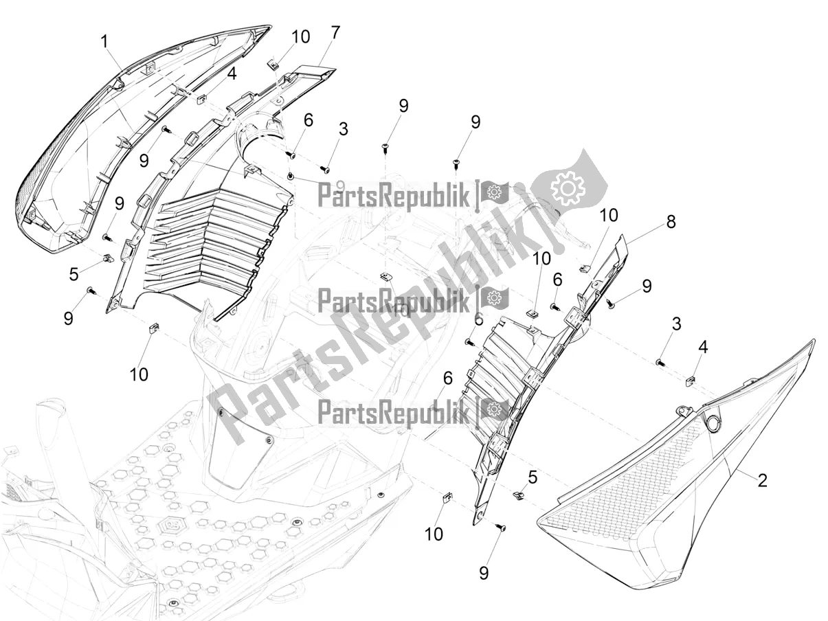 Tutte le parti per il Coperchio Laterale - Spoiler del Piaggio Piaggio 1 Motorcycle 2021