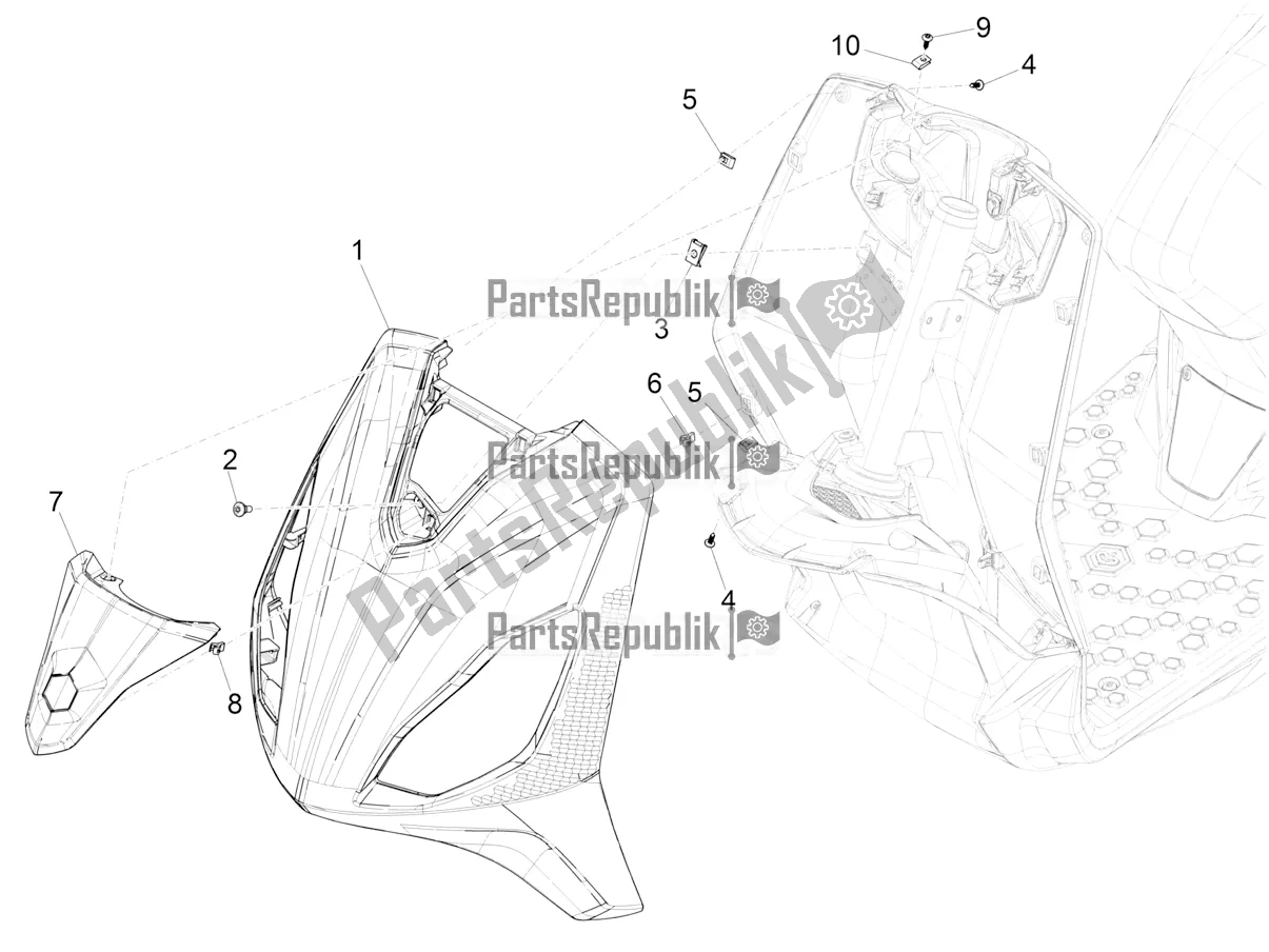 All parts for the Front Shield of the Piaggio Piaggio 1 Motorcycle 2022