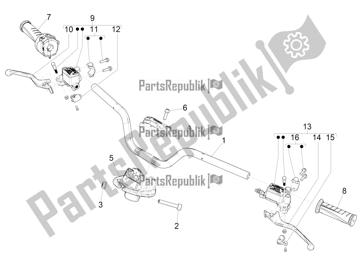 All parts for the Handlebars - Master Cil. Of the Piaggio Piaggio 1 Motorcycle 2022