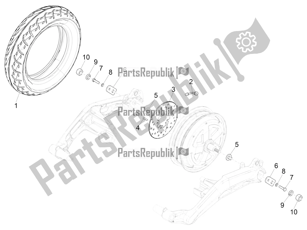 All parts for the Rear Wheel of the Piaggio Piaggio 1 Motorcycle 2022