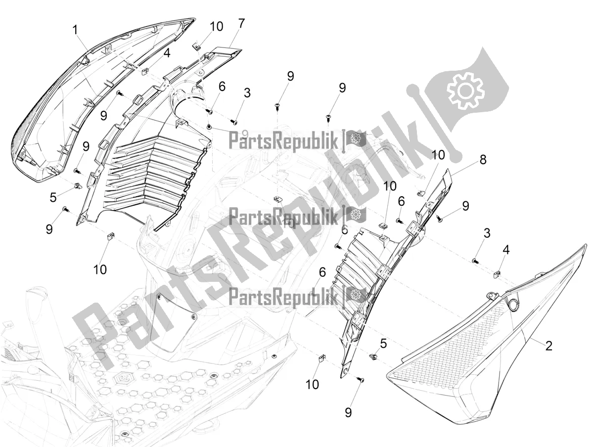 All parts for the Side Cover - Spoiler of the Piaggio Piaggio 1 Motorcycle 2022