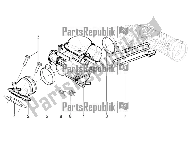 Toutes les pièces pour le Carburateur, Montage - Tuyau Union du Piaggio Typhoon 125 4T 2V 2016