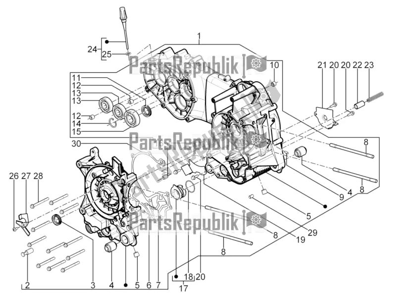 Toutes les pièces pour le Carter du Piaggio Typhoon 125 4T 2V 2016