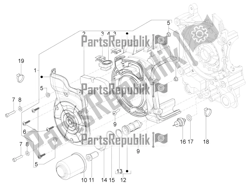 Toutes les pièces pour le Couvercle Magnéto Volant - Filtre à Huile du Piaggio Typhoon 125 4T 2V 2016