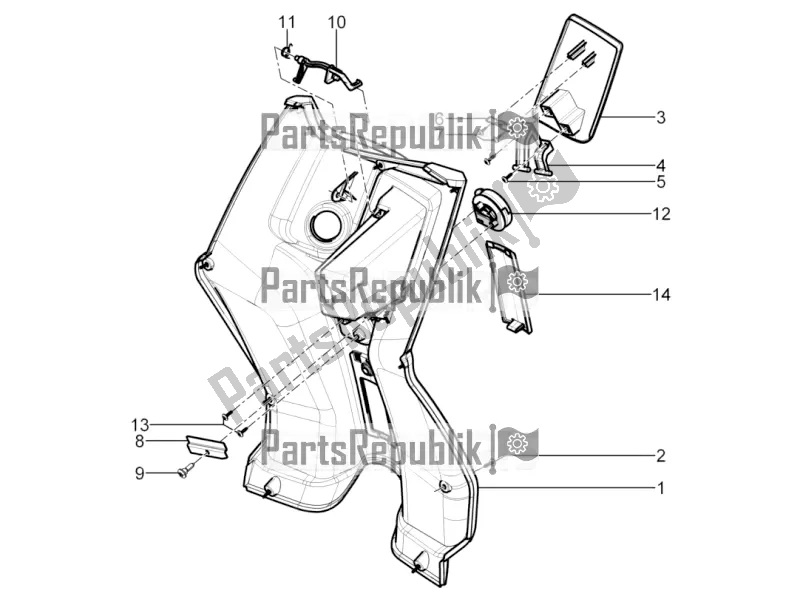 All parts for the Front Glove-box - Knee-guard Panel of the Piaggio Typhoon 125 4T 2V 2016