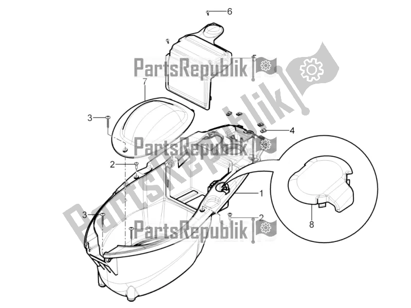 Toutes les pièces pour le Logement De Casque - Sous La Selle du Piaggio Typhoon 125 4T 2V 2016