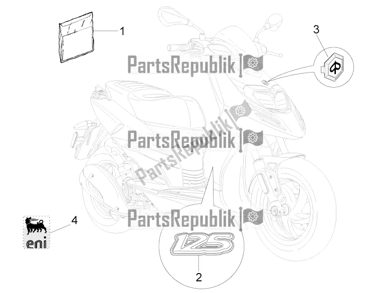 Toutes les pièces pour le Plaques - Emblèmes du Piaggio Typhoon 125 4T 2V 2016