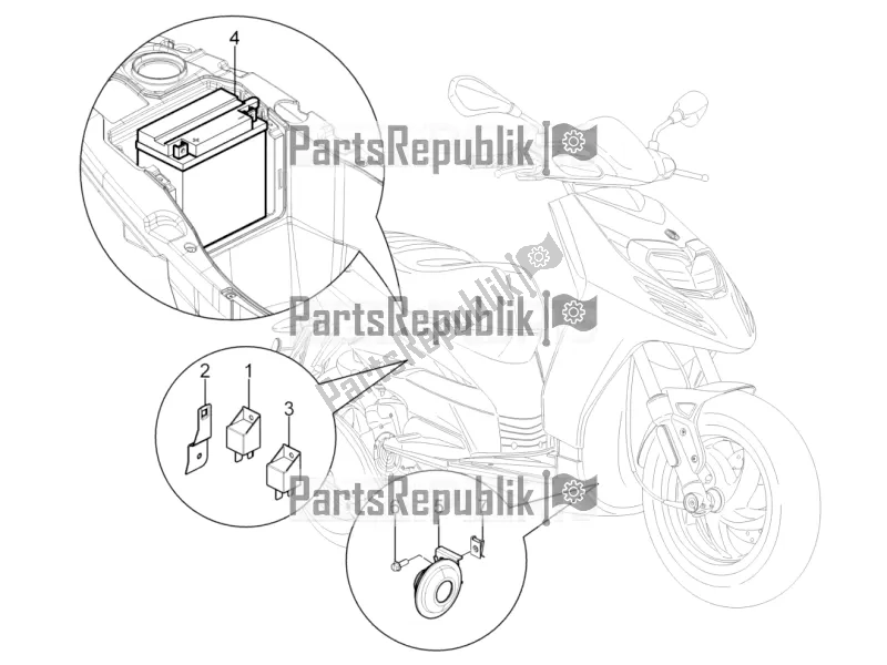 All parts for the Remote Control Switches - Battery - Horn of the Piaggio Typhoon 125 4T 2V 2016