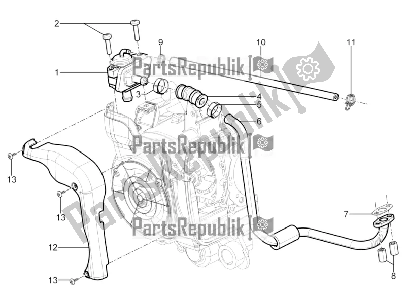 All parts for the Secondary Air Box of the Piaggio Typhoon 125 4T 2V 2016