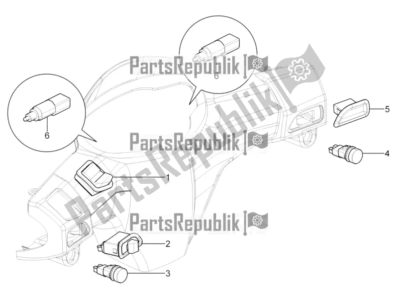 All parts for the Selectors - Switches - Buttons of the Piaggio Typhoon 125 4T 2V 2016