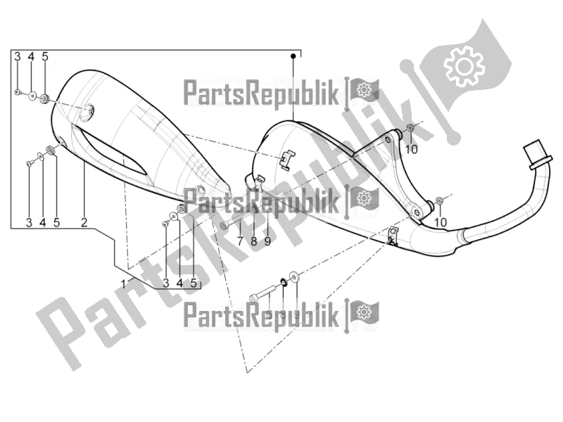 All parts for the Silencer of the Piaggio Typhoon 125 4T 2V 2016